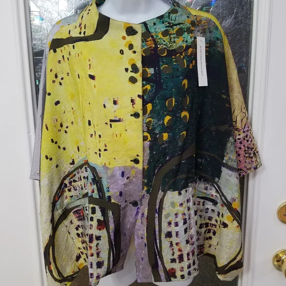 Abstract Yellow and Green Women's Tunic - Picture 5 of 11